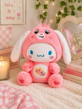 Cinnamoroll Dressed as Love-a-Lot Care Bear Plush Toy 9.8” Soft Stuffed Animal
